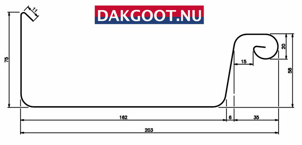 Zinken Dakgoot - Bakgoot B37 - Lang 300 cm